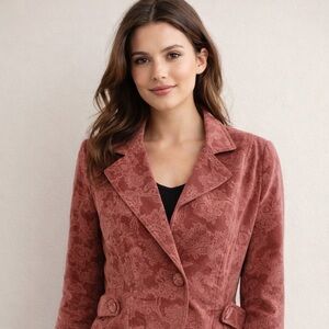 Star City Pink Velvet Blazer with Notched Lapel
